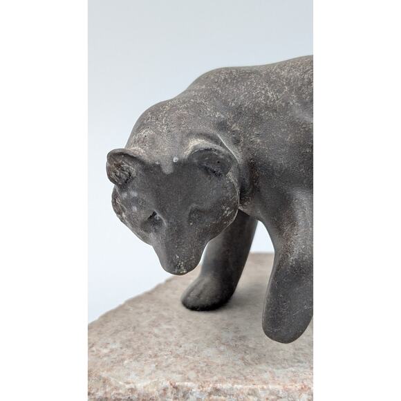 Maigon Daga Ceramic Bear Sculpture on Granite Base 6\